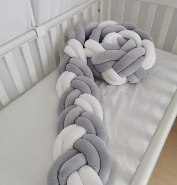 Lovytės apsaugėlė dvigubo pynimo pynė  - balta/pilka - Image 2